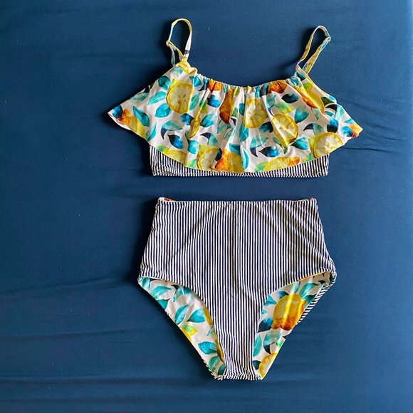 Lemon Print Falbala Biniki - Picture 3 of 5